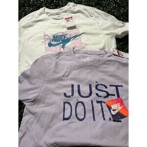 2 Men's NIKE Nike Purple White Swoosh Size Large Sportswear Tee T-Shirt NWT New